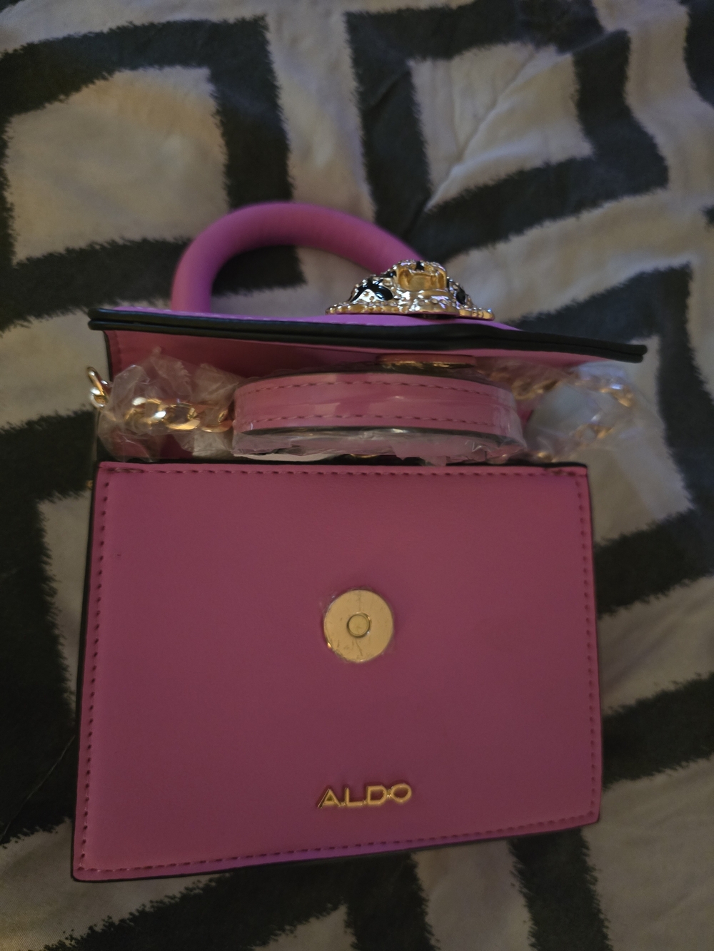 ALDO Hot Pink Top-Handle Mini Satchel with Gold Hardware-NWT! - Picture 5 of 5